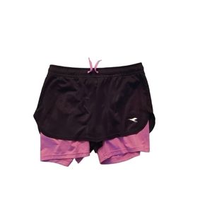 Diadora girls size large shorts, purple and black